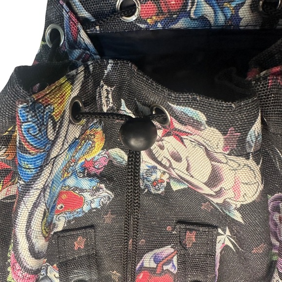 Pre-Loved Tattoo Print Backpack Mini Book Bag Purse‎ Drawstring Bag - Picture 7 of 8